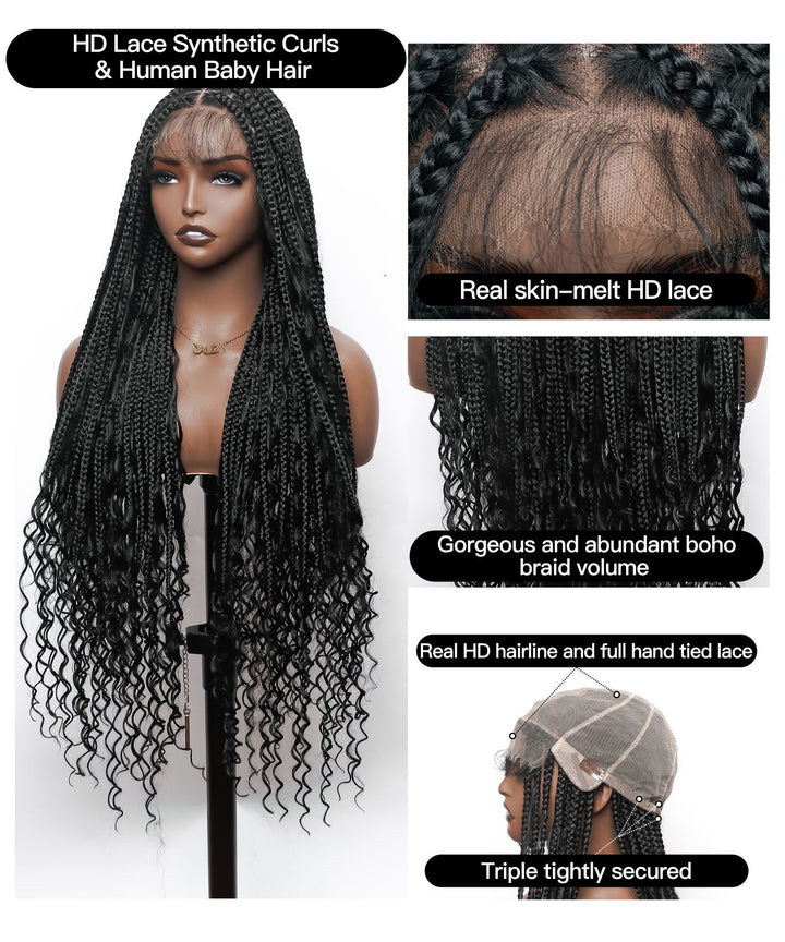 medium knotless boho box braids wig 9