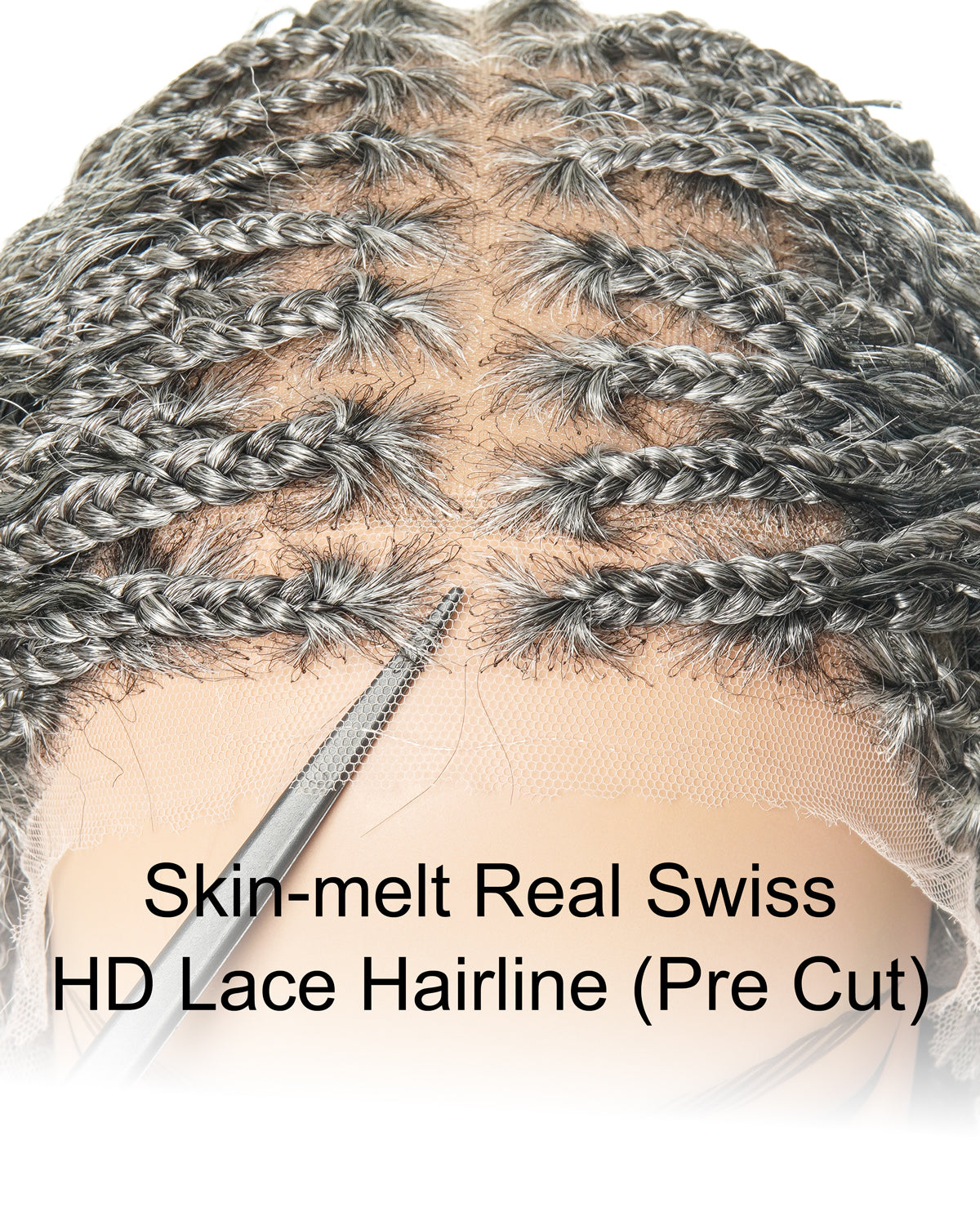 28" Kinky Straight Boho Box Braided Wig - Pre Braided HD Full Lace Virgin Human Hair Ultra Full 121 Strands