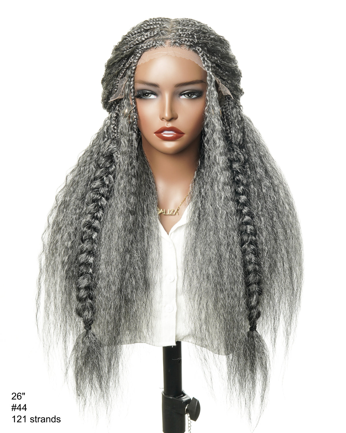 28" Kinky Straight Boho Box Braided Wig - Pre Braided HD Full Lace Virgin Human Hair Ultra Full 121 Strands