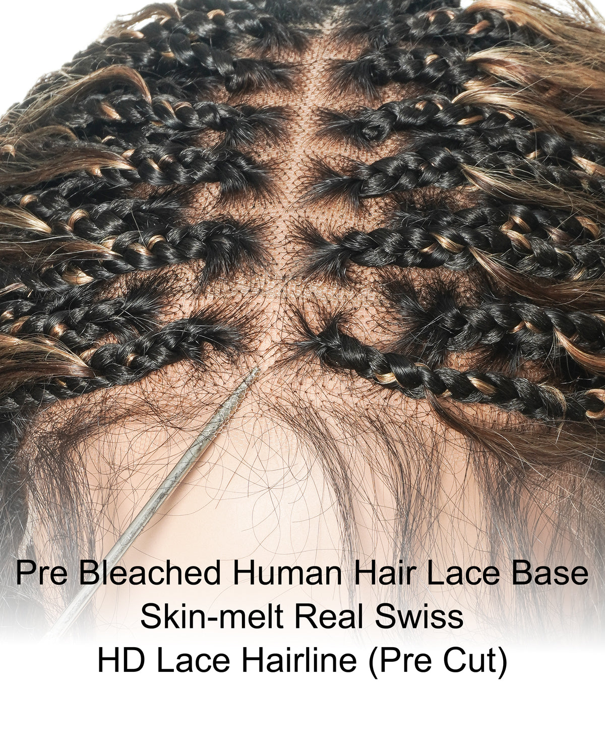 22" Human Hair Wet & Wavy Curls Pre Bleached HD Full Lace Boho Box Braided Wig
