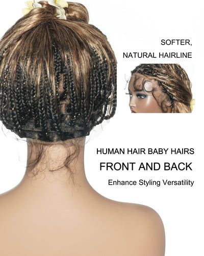 Raina - 22" Bora Bora Human Hair Wet & Wavy Curls Pre Bleached Swiss HD Full Lace Boho Braided Wig