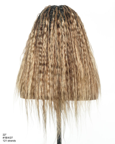 Raina - 22" Bora Bora Human Hair Wet & Wavy Curls Pre Bleached Swiss HD Full Lace Boho Braided Wig