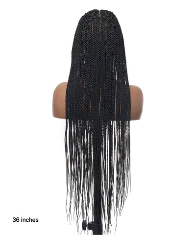Senegalese Twist Style 36“ Swiss HD Full Lace High Density 100 Strands Braided Wig
