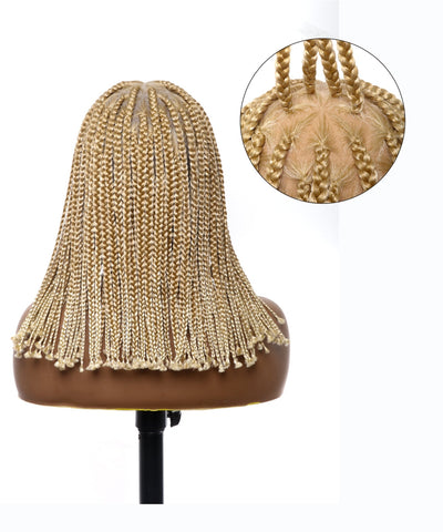 JALIZA 14 inch 27/613 Blond Knotless Box Braids Full Lace Braided Wig (Mannequin - Back View)