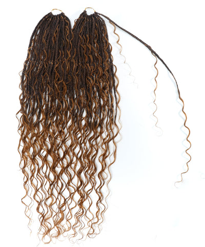 24" Pre Looped Crochet Boho Box Braids With Deep Wave Human Hair Curls - 80 Strands/Pack