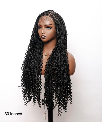 JALIZA 30 inch Small Knotless Box Braids HD Frontal Double Lace Braided Wig Middle Part (Mannequin - Front View)
