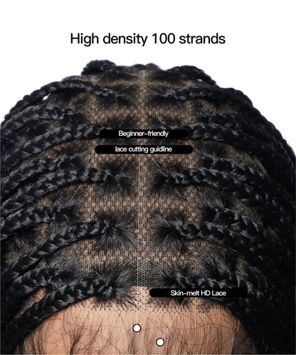 48" Lightweight Knotless HD Full Lace Box Braided Wig