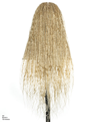 Color 27/613 Pre-Bleached Swiss HD Full Lace Glueless Boho Box Braided Wig