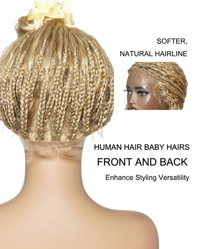 Raina - 22" Bora Bora Human Hair Wet & Wavy Curls Pre Bleached Swiss HD Full Lace Boho Braided Wig
