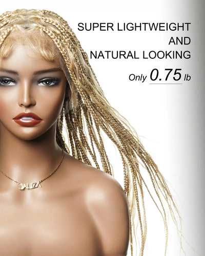 27/613 Blond Human Hair Curls Boho Box Braided Wig