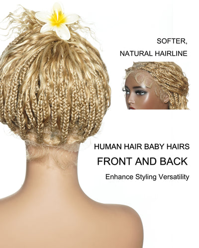 Lumina - 18" Piano Color Swiss HD Full Lace Human Hair Boho Braided Wig