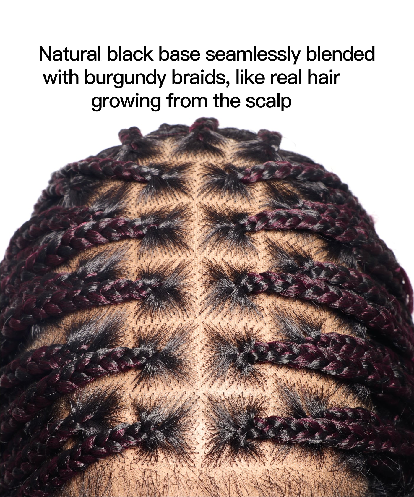 Human Hair Boho Box HD Lace Braided Wig 36 Inches 88 Strands - Burgundy