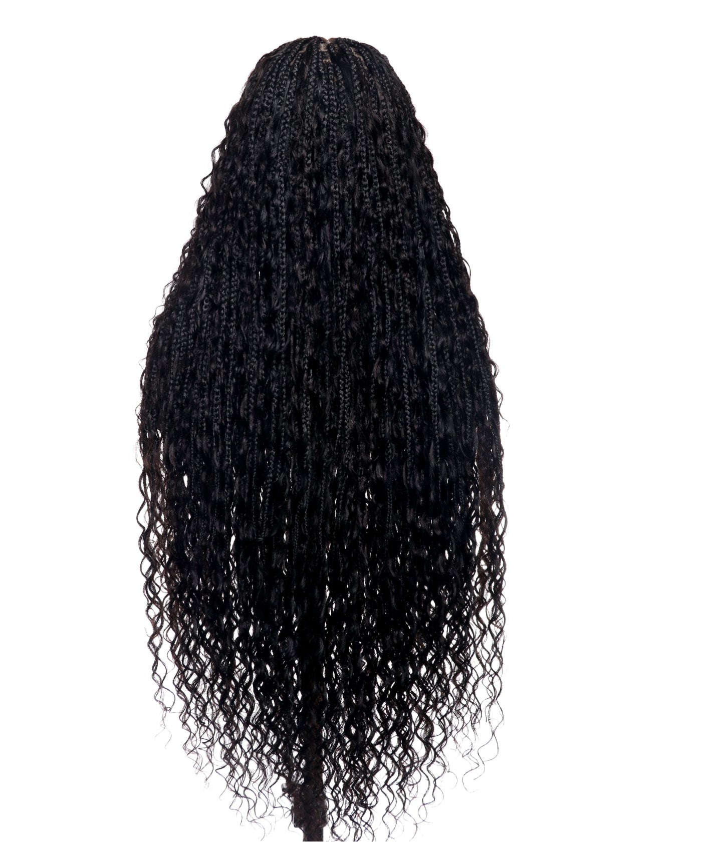 36" Ultra-dense Pre Bleached Human Hair Lace Tangleless Knotless Boho Box Braided Wig