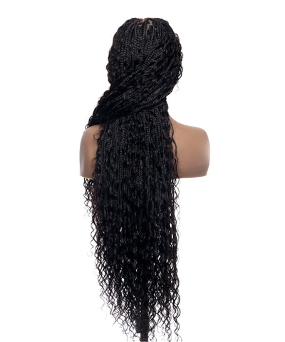 Amanda - Ultra-Dense Pre Bleached Swiss HD Lace Human Hair Curls Knotless Boho Box Braided Wig