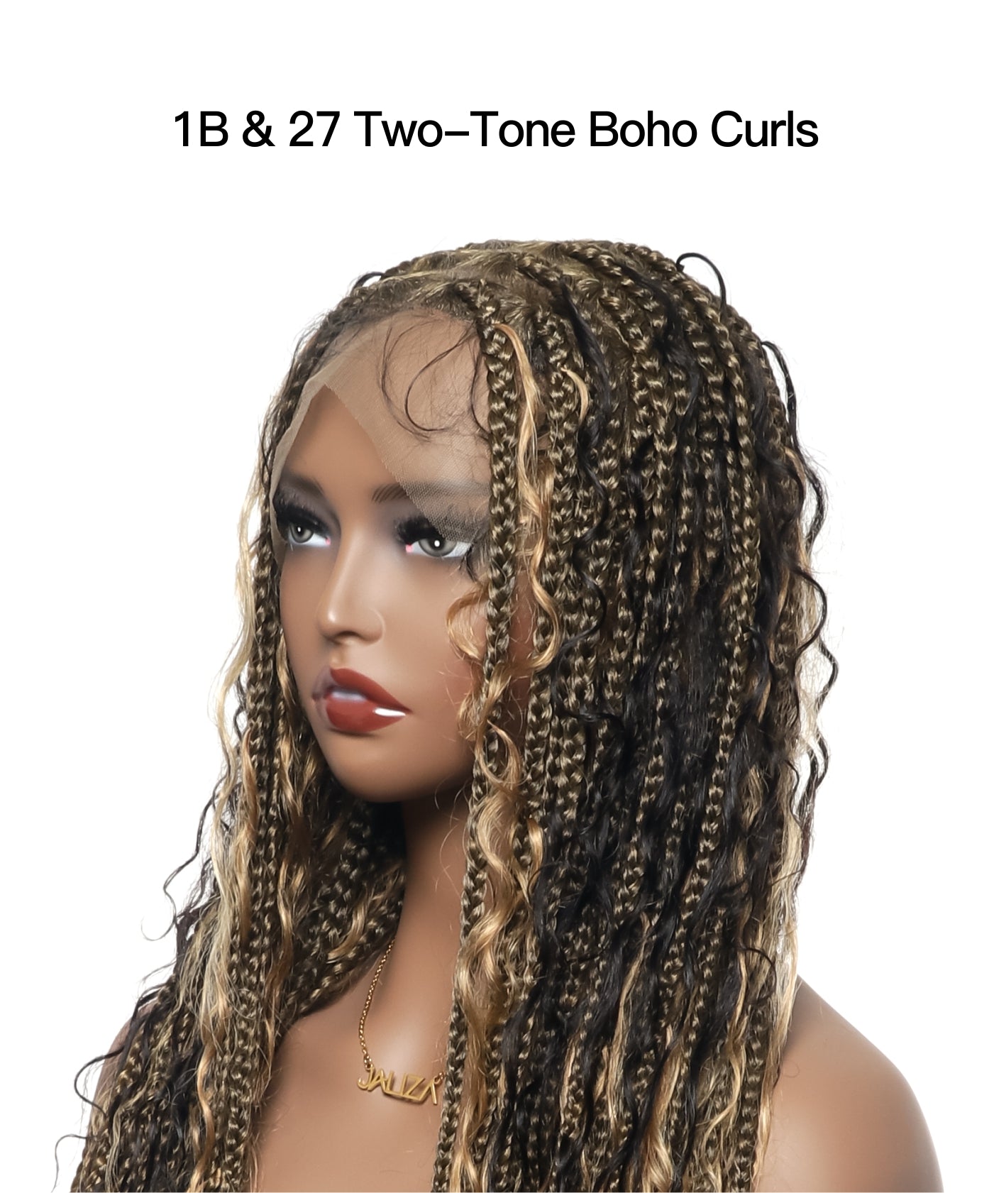 Human Hair Boho Box HD Lace Braided Wig 36 Inches 88 Strands - Burgundy
