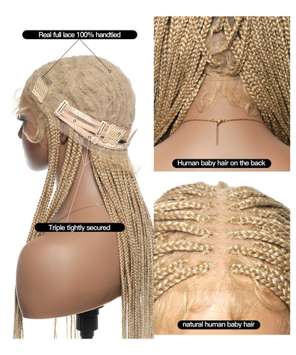 HD Lace Knotless Box Braided Wig Color #613 Blond
