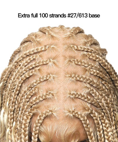 Pre Bleached 613 Blond HD Full Lace Human Hair Boho Curls 36" Knotless Boho Box Braided Wig