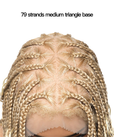 Clearance Item - Triangle Base HD Full Lace Human Hair Boho Curls Knotless Boho Box Braided Wig 36"