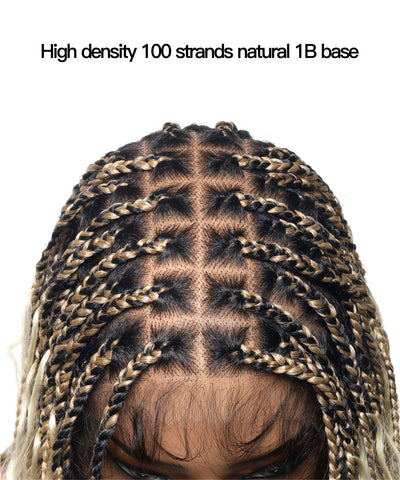 Large Head Size Exclusive - HD Full Lace Human Hair Boho Curls 36" Knotless Boho Box Braided Wig