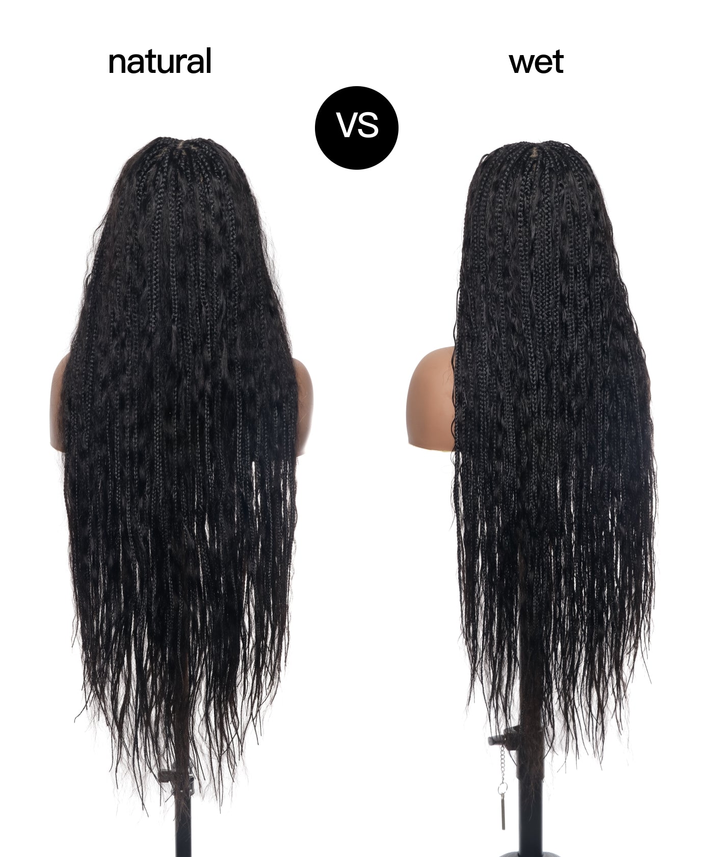 36" Wet & Wavy Human Hair Boho Curls HD Lace Tangleless Super High Density Knotless Boho Box Braided Wig