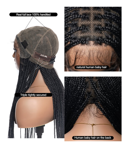 48" Lightweight Knotless HD Full Lace Box Braided Wig