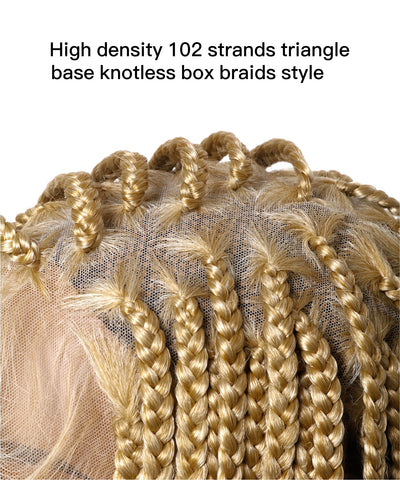 JALIZA 14 inch 27/613 Blond Knotless Box Braids Full Lace Transparent Lace Braided Wig (Mannequin - Close View)