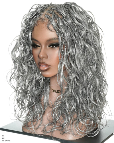 70% Salt & 30% Pepper 14" Body Wave Full Lace Braided Wig