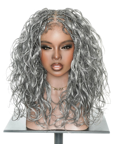 70% Salt & 30% Pepper 14" Body Wave Full Lace Braided Wig