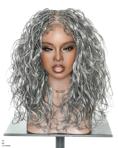 70% Salt & 30% Pepper 14" Body Wave Full Lace Braided Wig