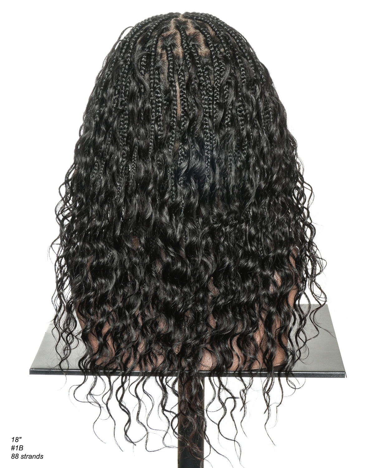 Mila - 100% Hand-tied Full Lace Human Hair Boho Curls Knotless Boho Braided Wig 88 Strands