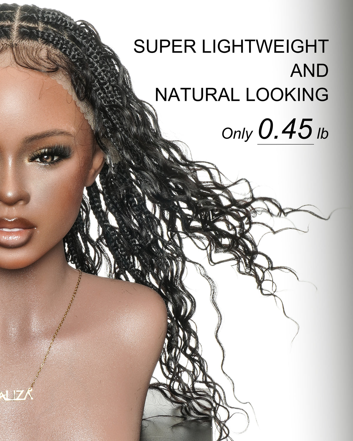 Mila - 100% Hand-tied Full Lace Human Hair Boho Curls Knotless Boho Braided Wig 88 Strands