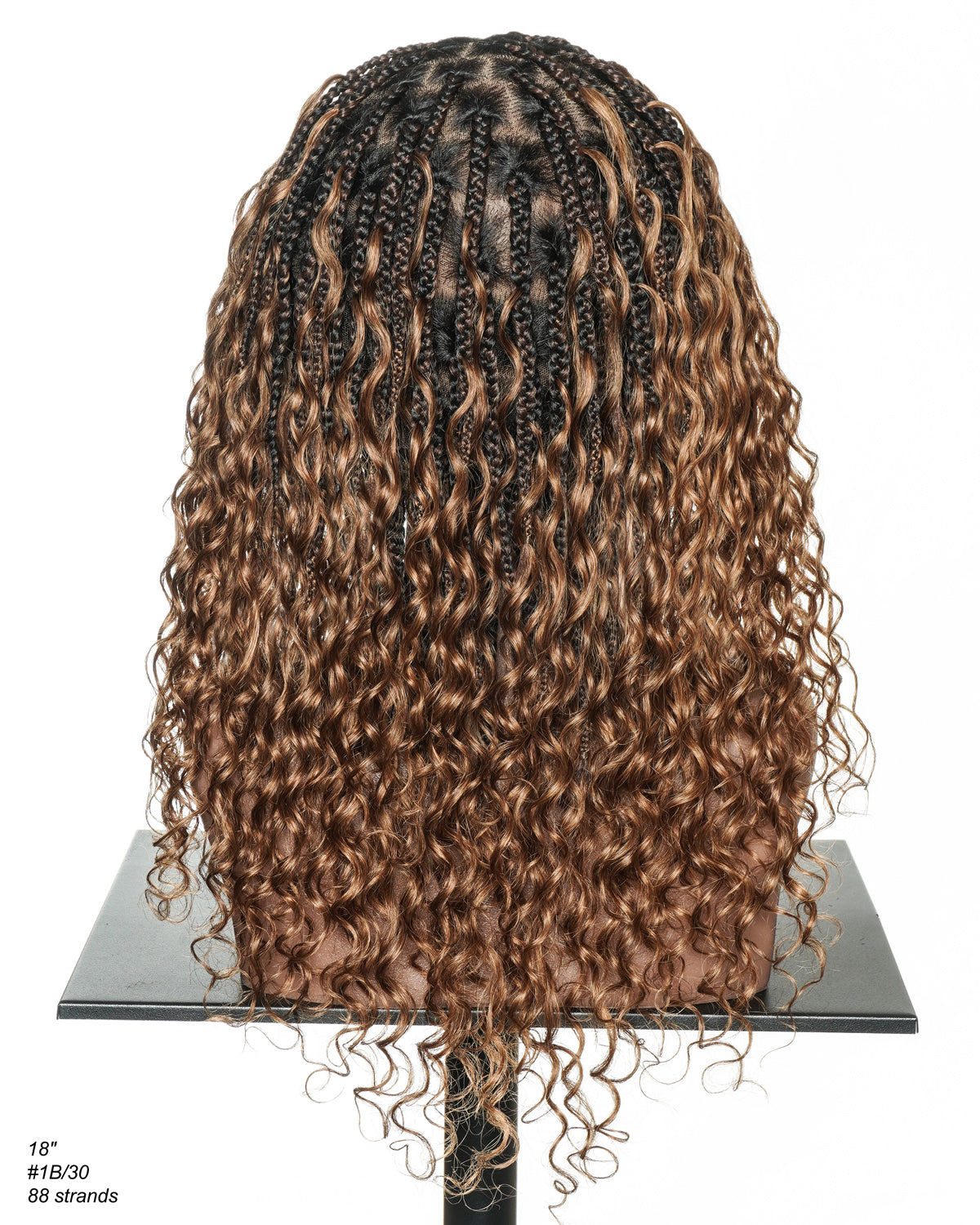 Mila - 100% Hand-tied Full Lace Human Hair Boho Curls Knotless Boho Braided Wig 88 Strands