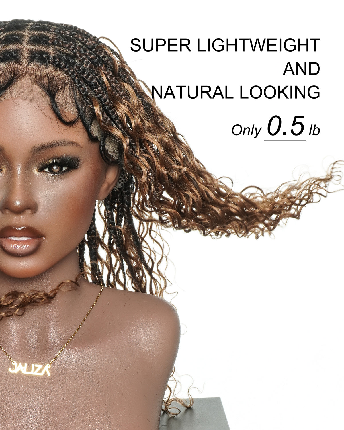 Mila - 100% Hand-tied Full Lace Human Hair Boho Curls Knotless Boho Braided Wig 88 Strands