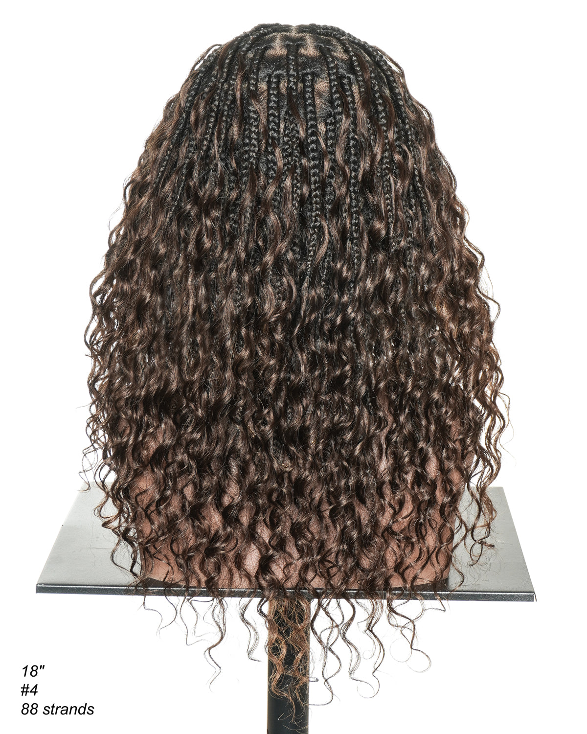 Mila - 100% Hand-tied Full Lace Human Hair Boho Curls Knotless Boho Braided Wig 88 Strands