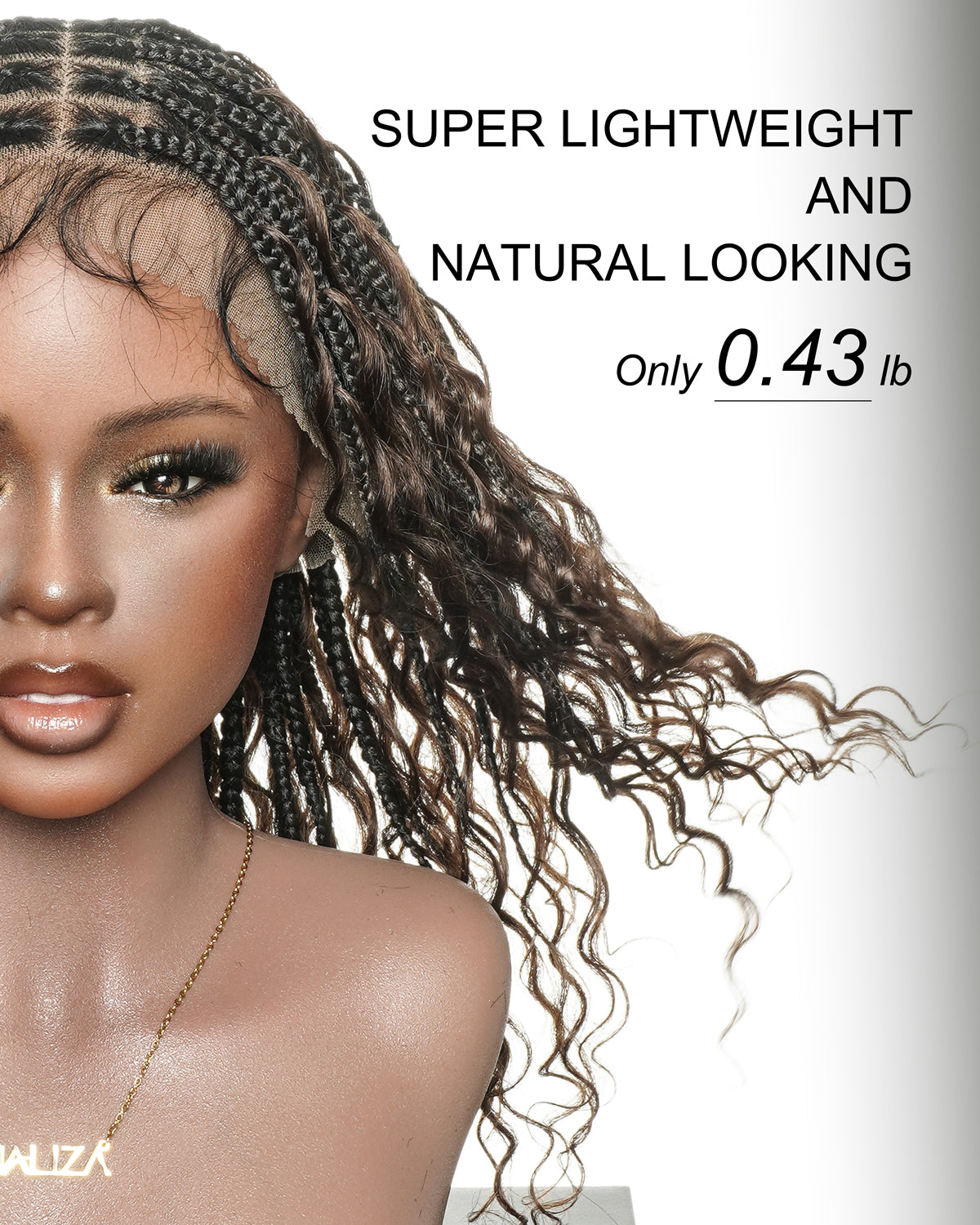 Mila - 100% Hand-tied Full Lace Human Hair Boho Curls Knotless Boho Braided Wig 88 Strands