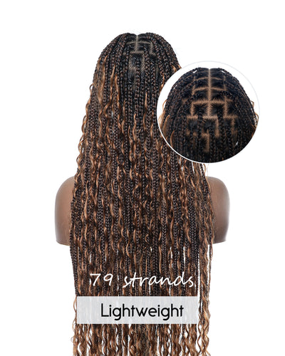 Kiki -  36"  Pre Bleached Swiss HD Lace Boho Box Braided Wig