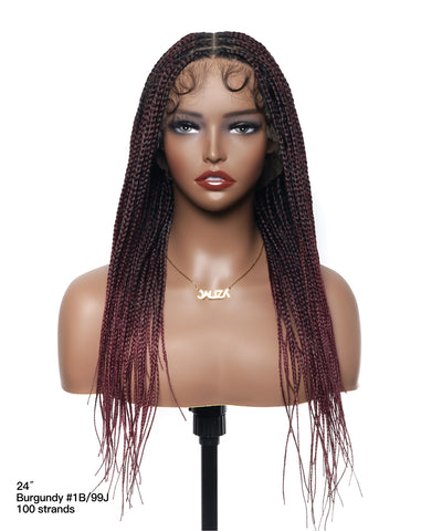 Kora - Pre Bleached Human Hair Lace Lightweight Knotless Swiss HD Lace Box Braided Wig 100 Strands