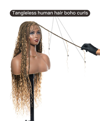 JALIZA 36 inch Honey blond 1B/27 Boho Box Braids Full Lace Braided Wig (Mannequin - Front View)