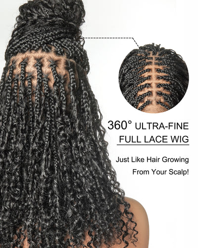 Lulu - Small Head Friendly Glueless Curly Boho Braided Wig (Small Cap Size for Petite Head)