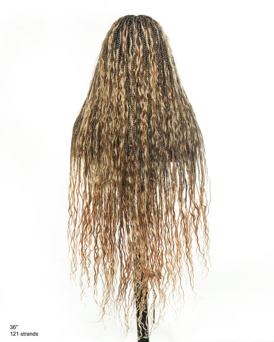 Kiki -  36"  Pre Bleached Swiss HD Lace Boho Box Braided Wig