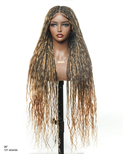 Kiki -  36"  Pre Bleached Swiss HD Lace Boho Box Braided Wig