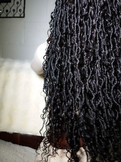 Salon-level Knotless Boho Locs Swiss HD Full Lace Human Hair Boho Curls Locs Wig