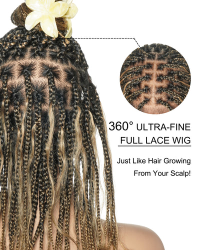 Michelle - 22" Salon-Style Balayage Blend 30/27 Glueless Boho Box Braided Wig