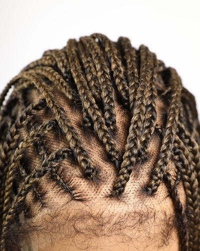 Pre Bleached Human Hair Lace Box Mix Cornrow Human Hair Boho Curls Tangleless Braided Wig 79 Strands