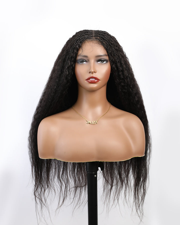 Ultradense Human Hair Kinky Straight HD Lace Wavy Box Braided Wig