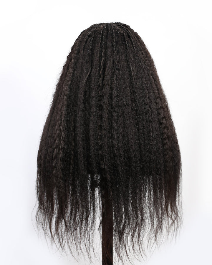 Ultradense Human Hair Kinky Straight HD Lace Wavy Box Braided Wig