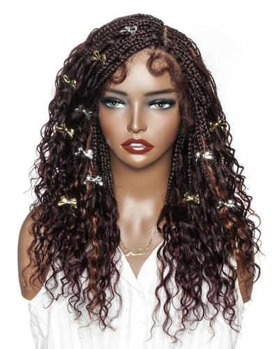 Lumina - 18" Piano Color Swiss HD Full Lace Human Hair Boho Braided Wig