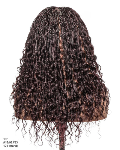 Lumina - 18" Piano Color Swiss HD Full Lace Human Hair Boho Braided Wig