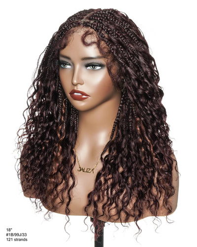 Lumina - 18" Piano Color Swiss HD Full Lace Human Hair Boho Braided Wig
