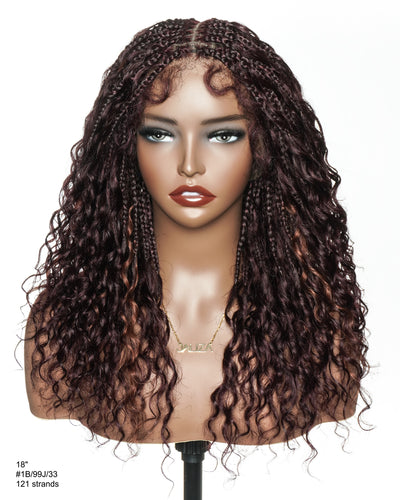 Lumina - 18" Piano Color Swiss HD Full Lace Human Hair Boho Braided Wig